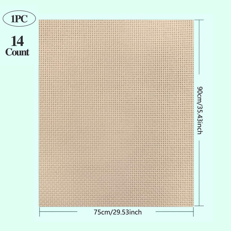 Zhenqing 14CT Aida Cloth - 30x35 Inch Cross Stitch Fabric for Embroidery, Pre-Cut Needlework Material, Acid-Free, Durable Weave(Light Brown) - Image 2